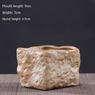 Maceta de Cerámica Rústica para Suculentas - Diseño Piedra Natural - Image 15
