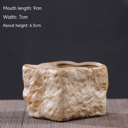 Maceta de Cerámica Rústica para Suculentas - Diseño Piedra Natural - Image 15