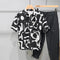 Camisa Manga Corta Hombre Bloques de Color Negro y Blanco