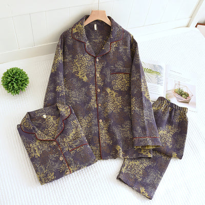 Pijama de Algodón Teñido Invierno para Parejas - Manga Larga Versátil - Image 3