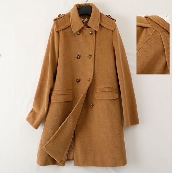 Abrigo de Lana Cruzado Estilo Coreano para Mujer
