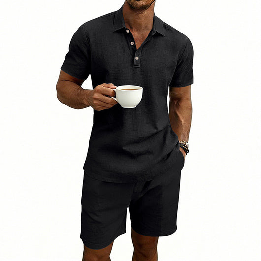 Conjunto de Shorts y Camiseta de Lino para Hombre - Ajuste Relajado - Image 7