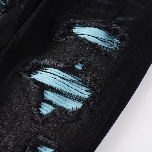 Jeans Rotos de Pana con Parches Estilo Urbano para Hombre - Image 9