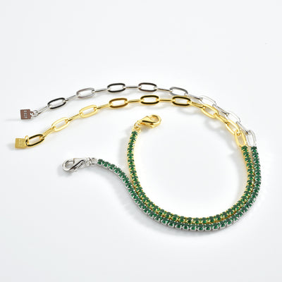 Pulsera de Plata Esterlina S925 con Piedra Verde y Detalles de Diamantes - Image 10