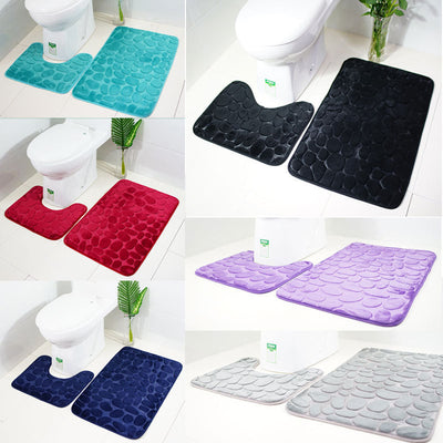 Juego de Tapetes Antideslizantes para Baño con Diseño de Piedra de Río - Image 15