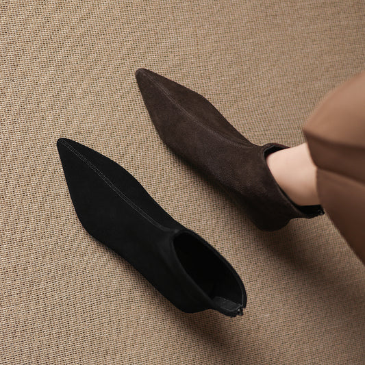 Botas Tobilleras de Gamuza Ante con Punta Fina para Mujer - Image 2