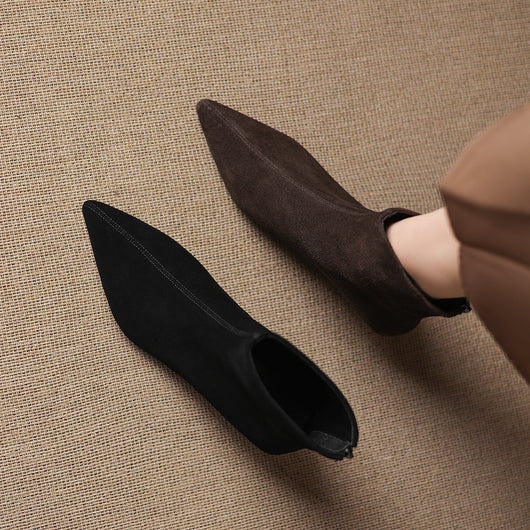 Botas Tobilleras de Gamuza Ante con Punta Fina para Mujer - Image 2