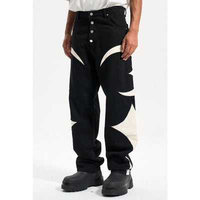 Pantalones Casuales Patchwork de Cuero con Contraste de Colores - Image 17