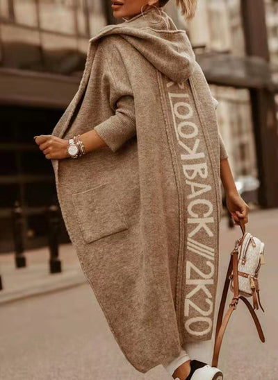 Cardigan con Capucha y Letras Bordadas - Suéter Tejido para Mujer - Image 8