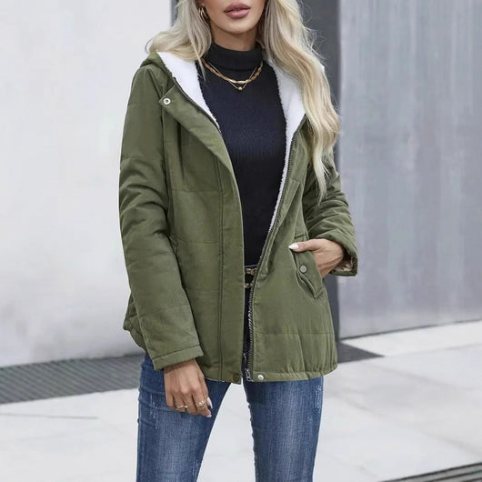 Abrigo de Invierno con Forro Polar y Capucha - Estilo Preppy Elegante para Mujer - Image 8