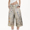 Jeans Anchos Sueltos Estampados Cropped para Mujer
