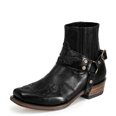 Botas de Equitación para Hombre con Tacón Bajo y Punta Afilada en Encaje Quemado - Image 12