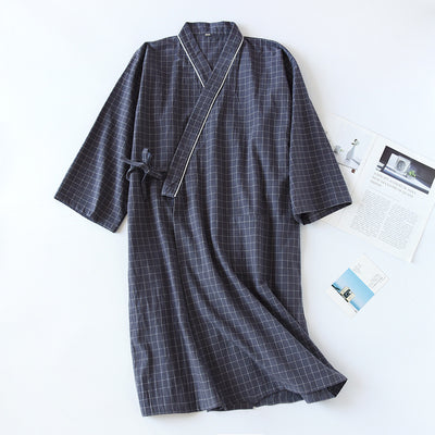 Bata Kimono Japonesa de Algodón Gasa para Hombre - Primavera Verano - Image 15