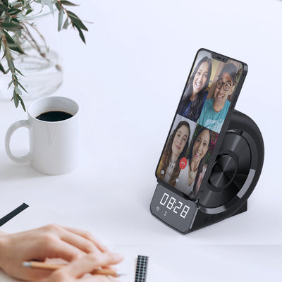 Soporte Móvil con Carga Inalámbrica, Reloj y Parlante Bluetooth - Image 5
