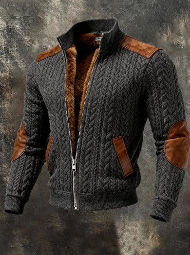 Chaqueta de Punto Jacquard Texturizada Estilo Retro para Hombre - Image 5
