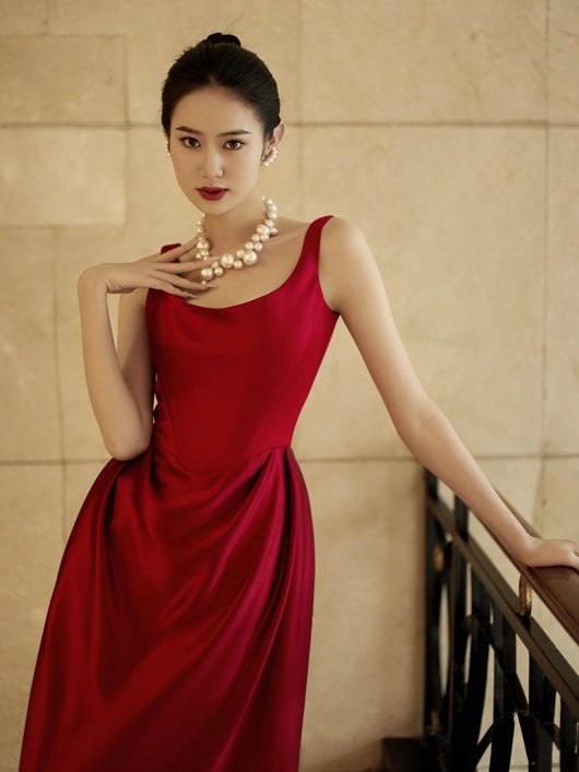 Vestido de Novia Tridimensional Rojo Vino para Brindis - Image 4