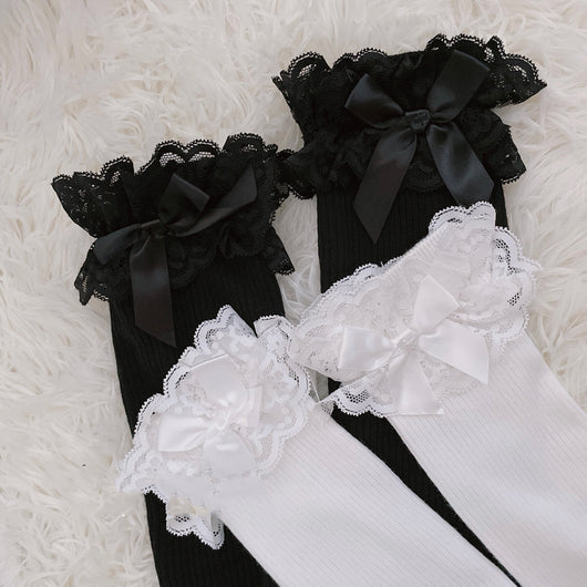Medias Japonesas Encaje Delgadas Muslo Alto para Primavera y Otoño - Image 7