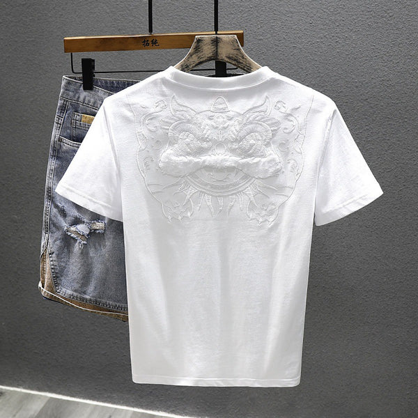 Camiseta Bordada de Manga Corta para Hombre Xingshi