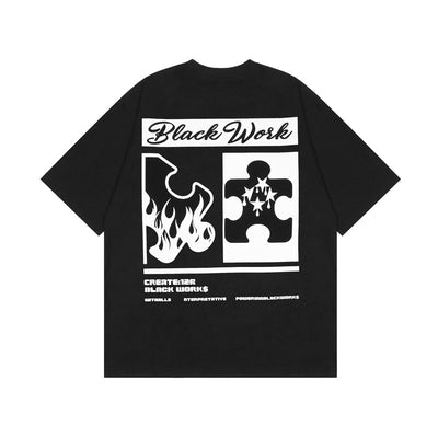 Camiseta Hip Hop Oversize con Estampado Jigsaw para Hombre - Image 7