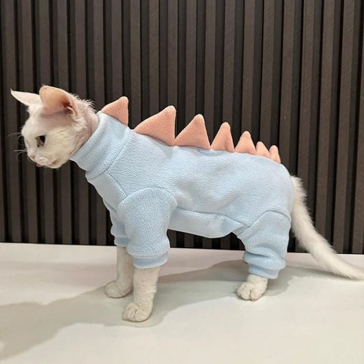 Disfraz de Dinosaurio para Gatos Sphynx - Ropa Térmica Cálida para Gatos sin Pelo - Image 9