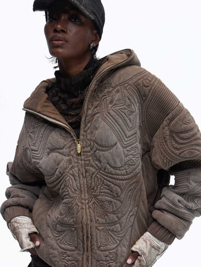 Sudadera Bordada Sun Totem con Efecto Desgastado Prelavada - Image 3
