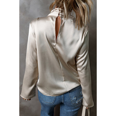 Blusa de Satén y Gasa en Colores Sólidos - Image 6