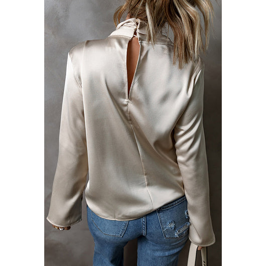 Blusa de Satén y Gasa en Colores Sólidos - Image 6