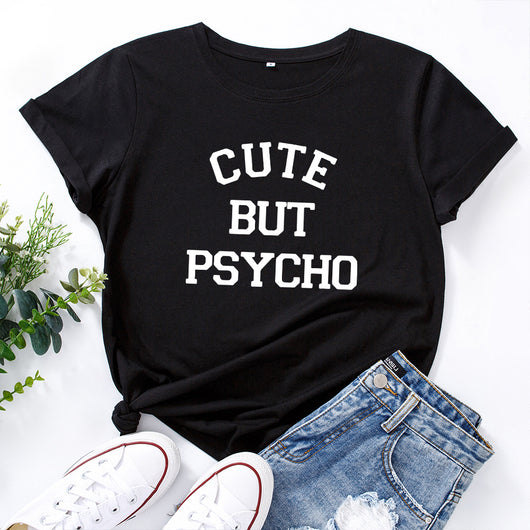 Camiseta Suelta de Cuello Redondo con Diseño Creativo de Letras para Mujer - Image 14