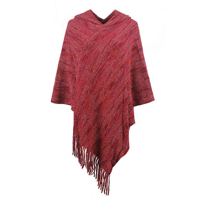 Capa Rayas con Capucha y Borlas para Mujer - Image 10