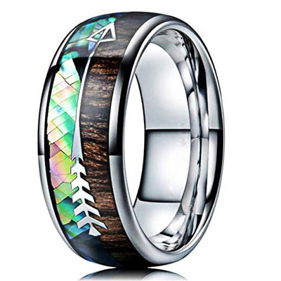 Anillo de Acero Inoxidable con Textura de Madera Negra - Image 7