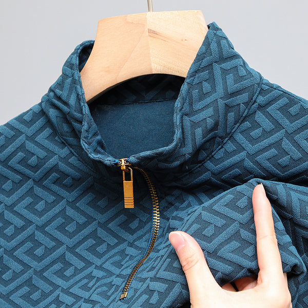 Camisa Casual con Cuello de Solapa y Cierre de Cremallera para Hombre