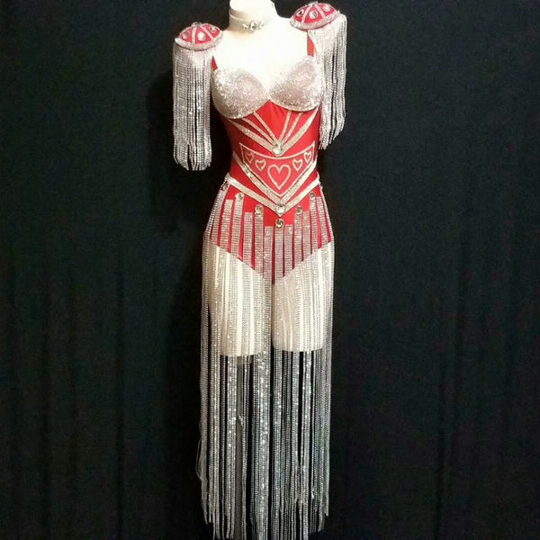 Falda de Danza Latina con Flecos y Brillantes Elástica