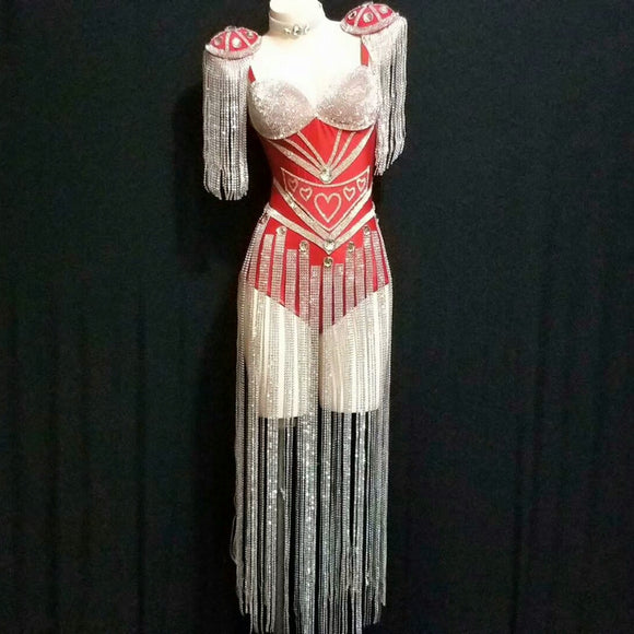 Falda de Danza Latina con Flecos y Brillantes Elástica