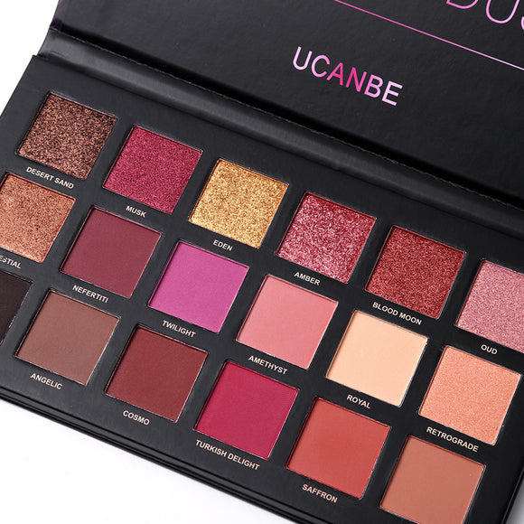 Paleta de 18 Sombras en Oro Rosado - Acabado Luminoso y Duradero