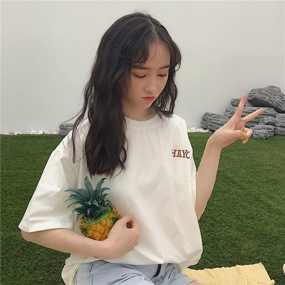 Playera de Algodón para Mujer con Letras - Manga Corta