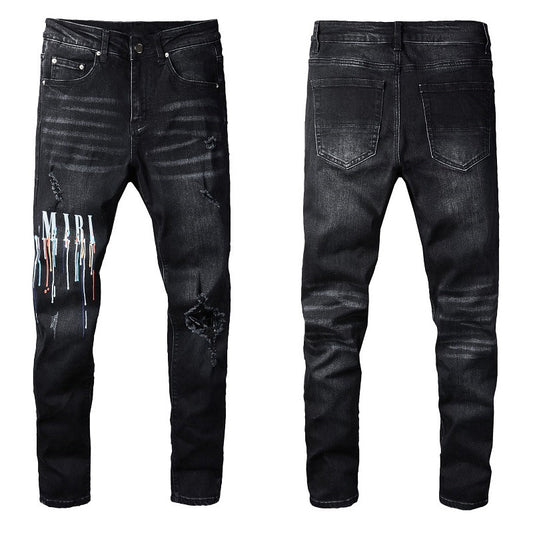 Jeans Negros para Hombre con Detalles en Color Deslumbrante