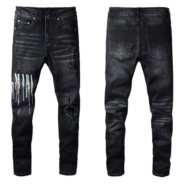 Jeans Negros para Hombre con Detalles en Color Deslumbrante
