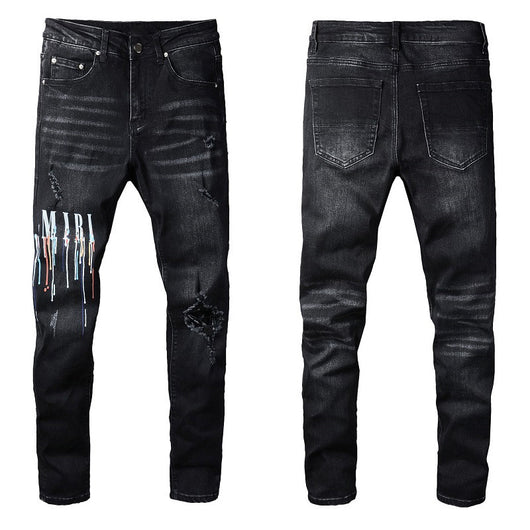 Jeans Negros para Hombre con Detalles en Color Deslumbrante