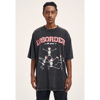 Camiseta Oversized Vintage Estampado Hueso Lavado para Hombre - Image 7