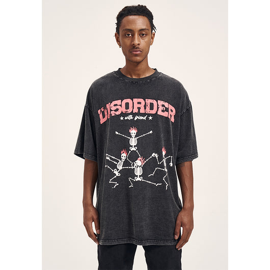 Camiseta Oversized Vintage Estampado Hueso Lavado para Hombre - Image 7