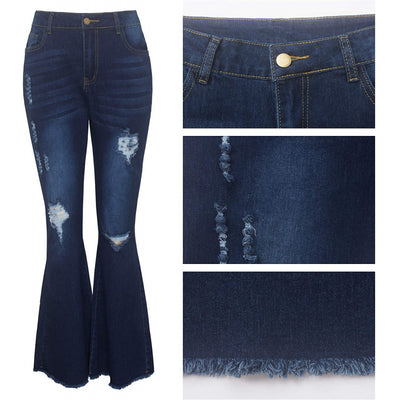 Jeans Acampanados Rotos con Elasticidad Premium para Mujer - Image 3