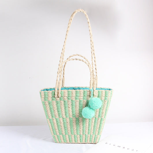 Bolsa de Playa Coreana Estilo Vacaciones - Bandolera Tejida para Mujer - Image 10