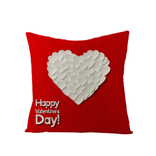 Funda de Almohada de Lino Rojo Corazón para San Valentín - Image 21