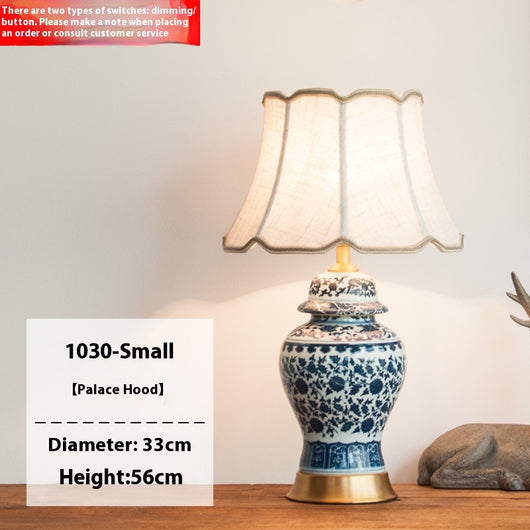 Lámpara de Mesita Porcelana Azul y Blanco Estilo Chino para Dormitorio - Image 6