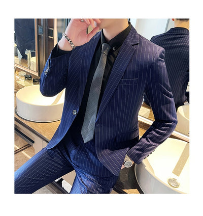 Traje Casual de Dos Piezas a Rayas para Hombre - Image 14