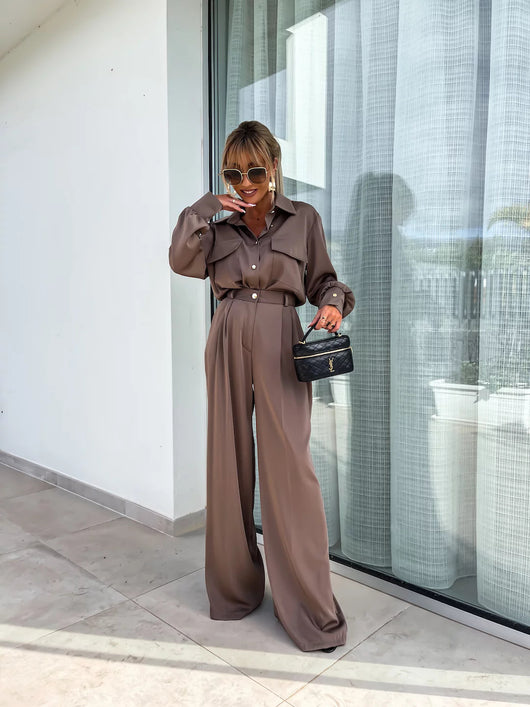 Conjunto de Camisa Manga Larga con Bolsillos Falsos y Pantalón Holgado - Image 9