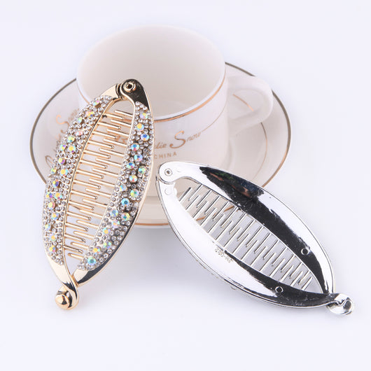 Clip para Cabello Pez Plátano con Diamantes y Baño de Oro - Image 8