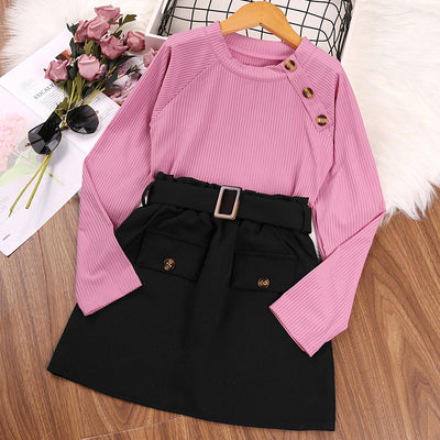 Conjunto de Camisa Manga Larga y Shorts de Algodón Negro