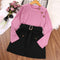 Conjunto de Camisa Manga Larga y Shorts de Algodón Negro