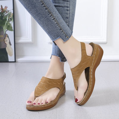 Sandalias Cuña Mujer - Chanclas Cómodas Color Sólido - Image 9